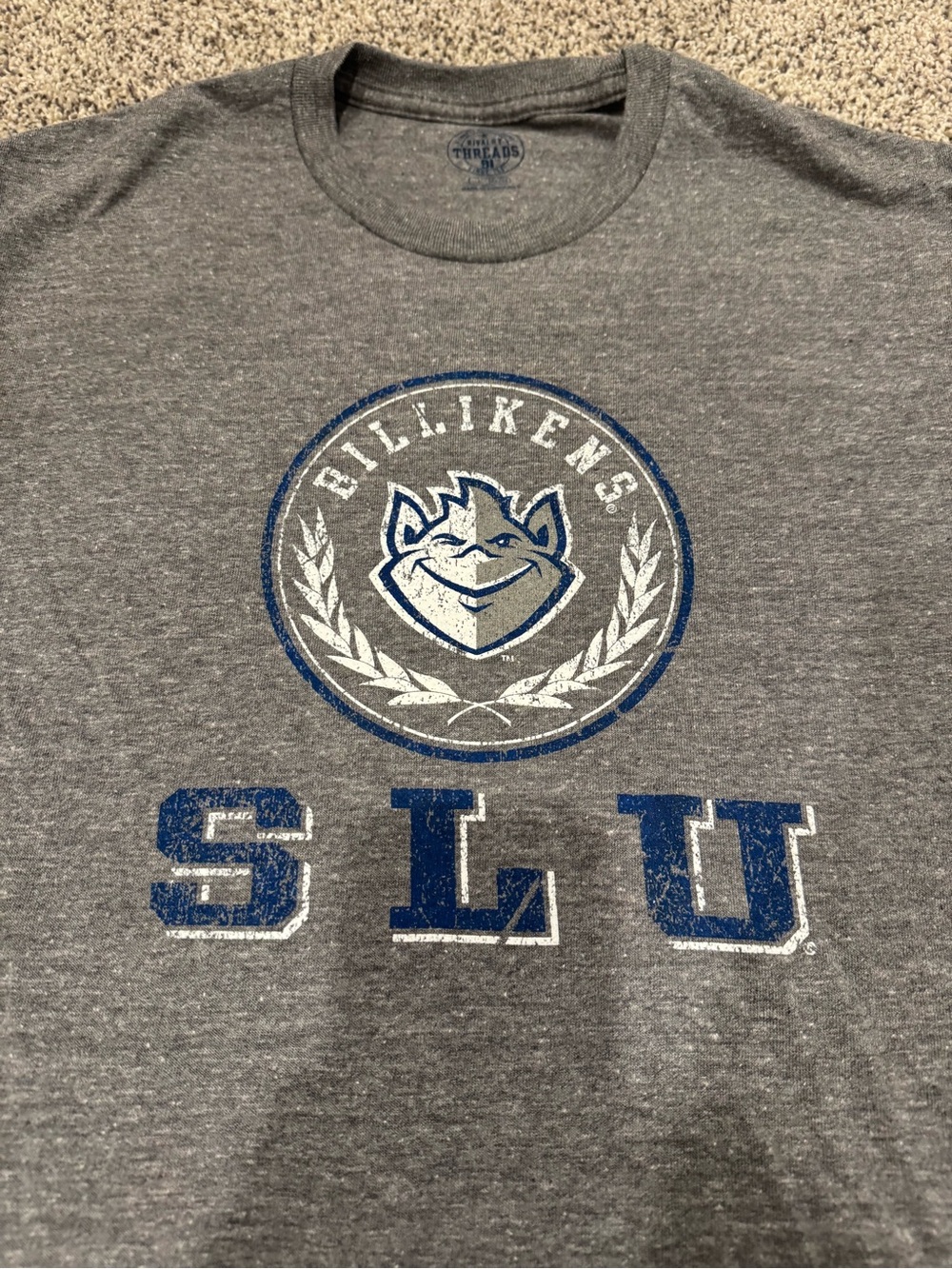 Rivalry Threads Gray SLU Billikens Graphic Tee with Blue Logo